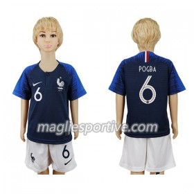 Completo Calcio Francia Pogba 6 Bambino Divisa Prima Mondiali 2018